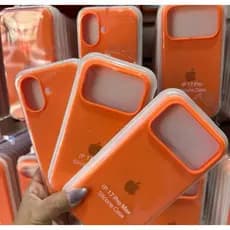 Capa Silicone iPhone 17 17 Pro Max Aveludada Macia Laranja Anti Queda