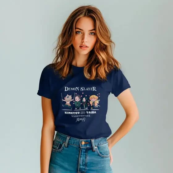 Camiseta Blusinha Feminina Anime Demon Slayer Casual 100% Algodão