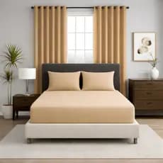 Kit Quarto 4 Peças Jogo de Cama Com Elástico + Cortina Grande 2,00x1,70 A Pronta Entrega