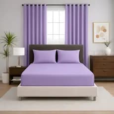 Kit Quarto 4 Peças (01 Jogo de Lençol + 02 Fronhas + 01 Cortina 2,00x1,70) Envio Imediato