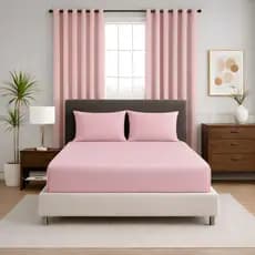 Kit Quarto 4 Peças Jogo de Cama Solteiro/Casal/Queen + Cortina Roma Grande 2M Envio Imediato