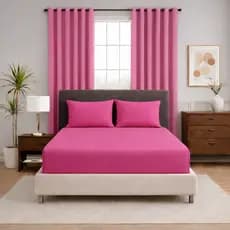 Kit Luxo 4 Peças Jogo de Cama 3 Peças Com Elástico + Cortina 2M Grande Premium A Pronta Entrega