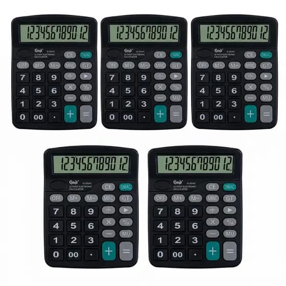 Kit 5 Calculadoras Mesa Comercial Escritório 12 Dígitos Idea