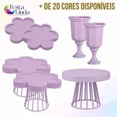 Kit Festa 1 Boleira Roma 23cm + 2 Porta Doces + 2 Bandejas Flor + 2 Vasos Gregos - Diversas Cores