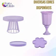 Kit Festa Decoração 4 Peças - 1 Boleira Roma 23cm + 2 Bandejas + 1 Vaso Grego