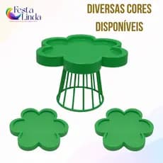 Kit Festa Simples - 1 Porta Doce Floratta 25cm e 2 Bandejas Floratta