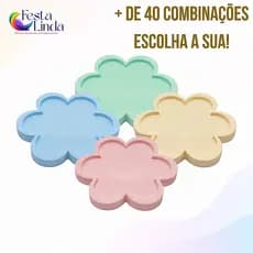 Kit 4 unidades Bandeja Sortida Decorativa Flor 25cm - Várias Cores