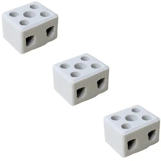Kit 3 Conector Chuveiro Cerâmica/porcelana 2 Polos 6mm