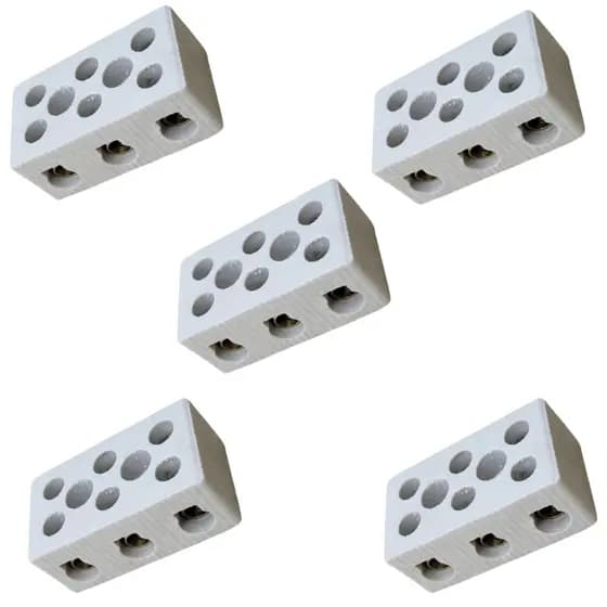 Kit 5 Conector Chuveiro Cerâmica/porcelana 3 Polos 10mm