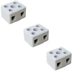 Kit com 3 peças Conector Chuveiro Cerâmica/porcelana 2 Polos 10mm