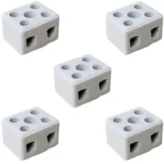 Kit c/ 5 Conector Chuveiro Cerâmica/porcelana 2 Polos 10mm