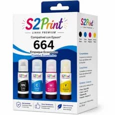 Kit 4x Tintas s2 print Compatíveis Epson L375 T664 Xfull 70ml