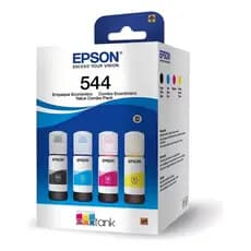 Kit de Garrafas de Tinta Epson Ecotank T544 - 4 cores: Preto, Ciano, Magenta e Amarelo