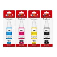 Kit Tinta S2 PRINT Compativel P/ Uso Canon Gl190 Gl-190 G3111 Preto- Amarelo -magenta -ciano