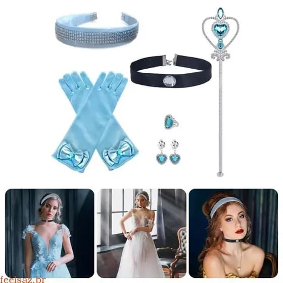 feelsaz Elegante Cinderalla Bandana Gargantilha Adereços Fantasia Para E Adolescentes Menina Cosplay Evento