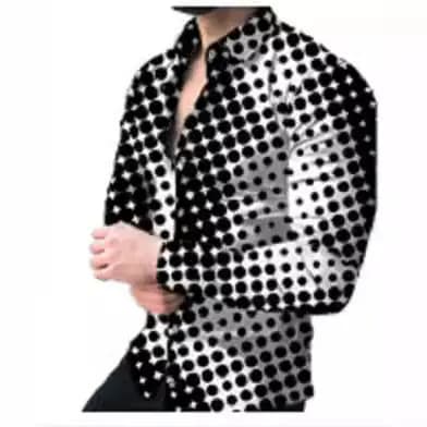 Novo estilo camisa de bolinhas com estampa 3D camisa de manga comprida