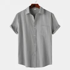Novo masculino pequeno torção cor sólida manga curta Commuter camisa Casual