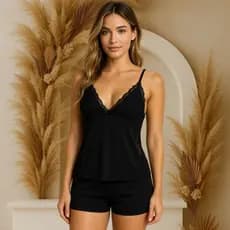 Short Doll Baby Doll Pijama Verão Curto Feminino Confortável De Renda