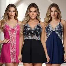 Kit 3 ou 1 Camisolas Renda Bicolor Sem Bojo Sensual Macia