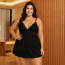 Camisola Plus Size Renda Delicada Confortável Alcinha