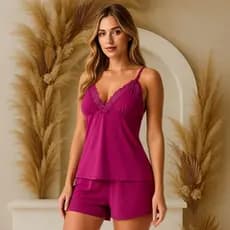 Short Doll Confortável Baby Doll Luxo Renda Verão Sem Bojo