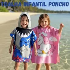 Toalha Poncho Para Criança Com Capuz Estampa Divertida