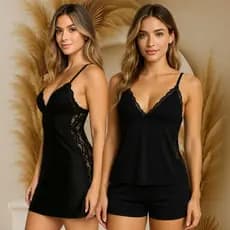 Kit Camisola Com Conjunto Babydoll Short Sem Bojo Macio