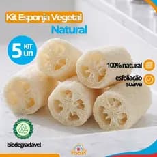 Kit Esponja Vegetal Natural Para Banho Esfoliação Corporal Suave 100% Biodegradável
