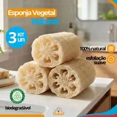 Esponja Vegetal Natural Para Banho Esfoliação Corporal Suave 100% Biodegradável