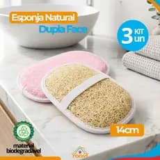 Esponja Vegetal Natural Dupla Face Para Banho Esfoliação Suave com Elástico