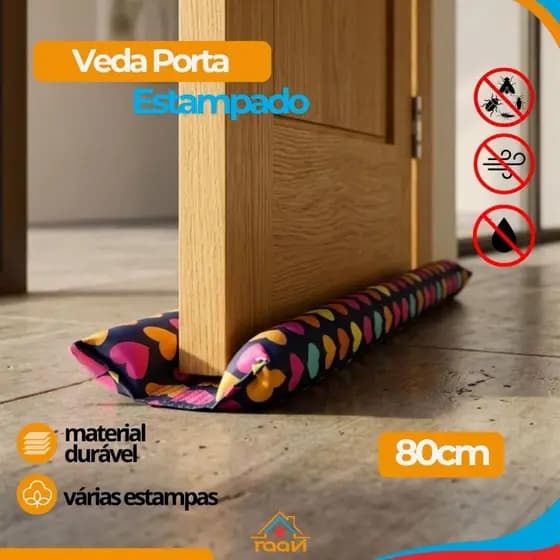 Veda Porta Estampado Microfibra 80cm Impermeável Protetor de Porta Anti Poeira
