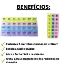 Porta Comprimido De 3 Fileiras 22x12CM Organizador De Remédios Semanal e Mensal Universal Colorido