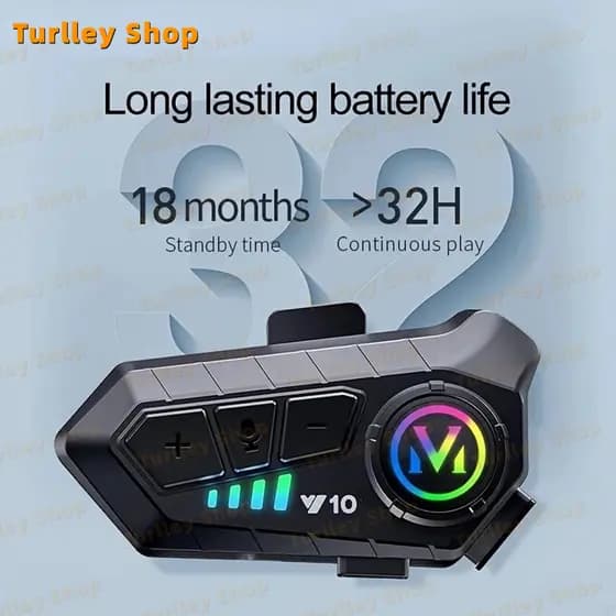 Fone De Ouvido Capacete  Moto Bluetooth 5.3 Sem Fio Kit De Telefone Mãos-Livres Para Motocicleta À Prova D'água Intercom