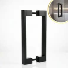 Puxador alça Dupla Preto Fosco 20 até 40 cm  Para Porta De Vidro Ou Box