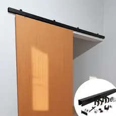Kit Trilho Porta Correr De Até 100cm Trilho 2mt Bipartido Preto