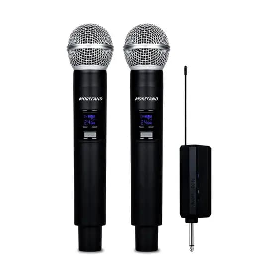 Microfone sem fio duplo UHF Microfone Sem Fio Dual Handheld Karaoke para Festa, Casamento e Church