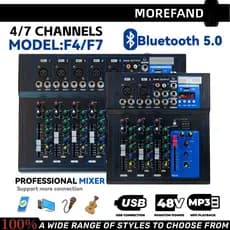 MIXER-F4/MIXER-F7 Mesa Som Profissional 7 Canais Misturador Usb Efeito Console