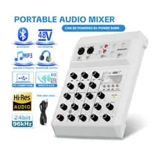 4-Channel Mini Audio Mixer Sound Card Professional Sound Mixer Console Computer Input 48v Power USB Computer