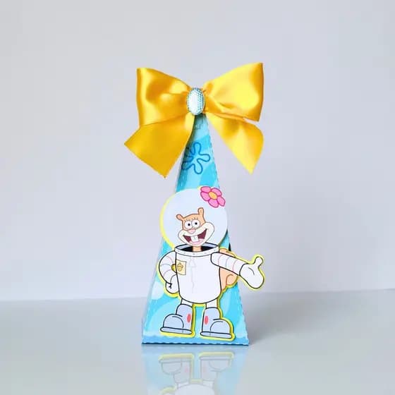 CAIXA PIRÂMIDE PERSONALIZADA BOB ESPONJA PARA LEMBRANCINHA