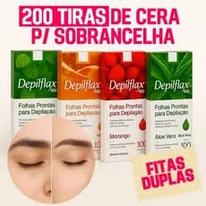 Kit 200 Tiras de Cera para Design de Sobrancelhas Buço - Profissional Depilflax (Duplas)