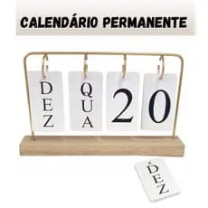 CALENDÁRIO PERMANENTE DE MESA COM DATA MÊS E DIA DA SEMANA MADEIRA HOME OFFICE DECORAÇÃO