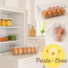 Organizador de Geladeira Porta-Ovos – Acrílico Premium com Tampa 16 ovos