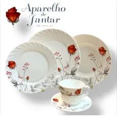 Aparelho de Jantar e Chá na Caixa Estampado Opaline C/ 20 Peças Florido