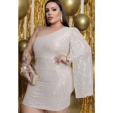 VESTIDO PAETÉ PLUS ZISE UMA MANGA