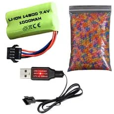 Kit P/ Arminha de gel Com Bateria 1000mAh 7.4v Carregador e Bolinhas de Gel