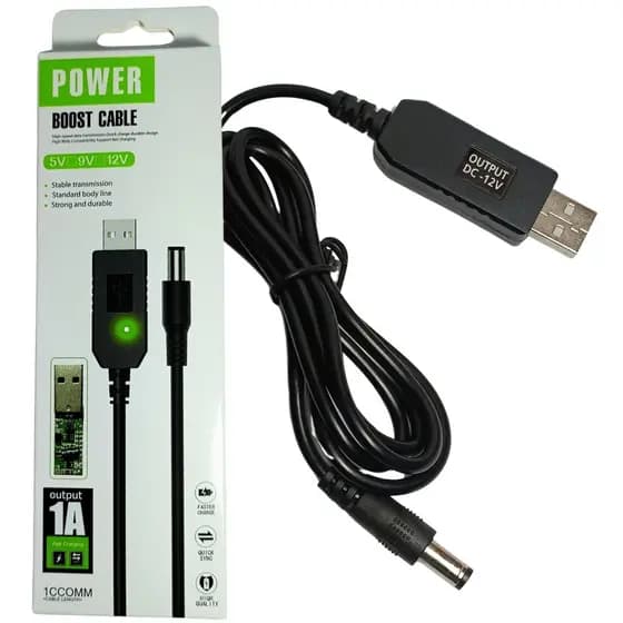 Cabo Conversor De Tensão Usb 5v Para 12v Boost Up 5.5mm /26