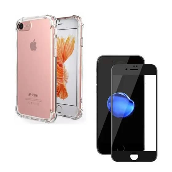 Capa Anti Impacto Transparente Para iPhone 7/8 Normal Iphone SE 2020 + Película 3D Vidro Temperado