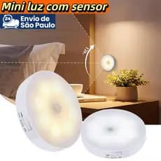 Luz Noturna LED Sensor de Movimento USB Recarregável, Lâmpada de Noite Dual Color Luz Quente Frio