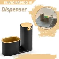 Dispenser Pia Cozinha Porta Detergente e Bucha Dourado Luxo