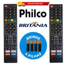 Controle Remoto TV Philco e Britânia Smart Compatível com Teclas Netflix, Globoplay, YouTube